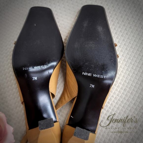 3/$25 Nine West Women's Indra Camel Buckle Detail Slingback Heels Size 7 - Picture 11 of 16